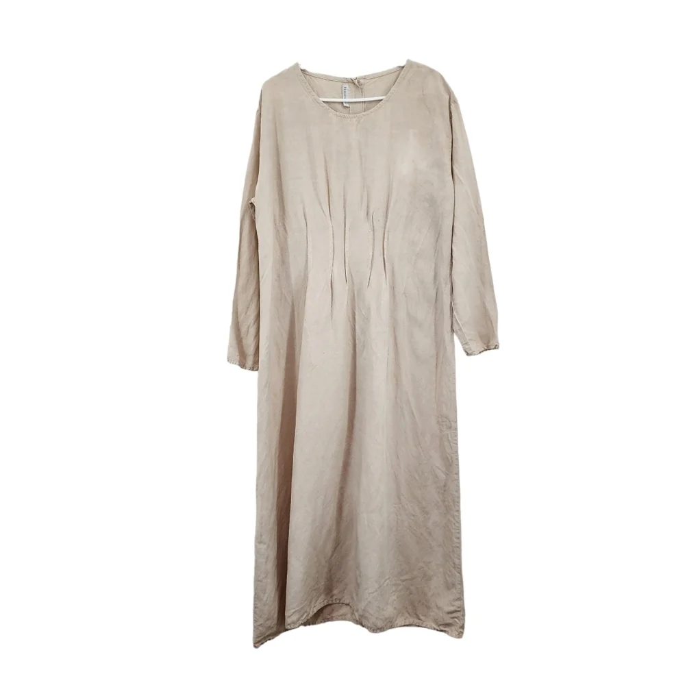 Homefrocks Women's Silk Linen Blend Vintage Maxi Dress Lagenlook Sz L - Picture 1 of 8